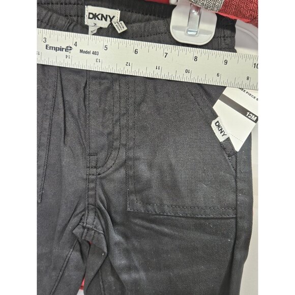 DKNY Size 12M Set Of 3, Red Vest/ Black Pants/ Red Plaid Button Up Long Sleeve - Picture 11 of 12